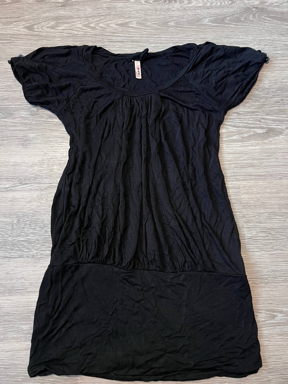 Women's Black Scoop Neck Short Sleeve Top Tunic